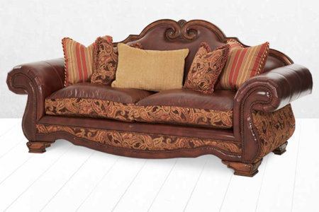 Michael Amini Toscano High Back Leather Sofa