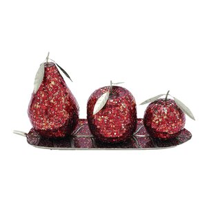 4 Piece Metal Mosaic Fruit Set