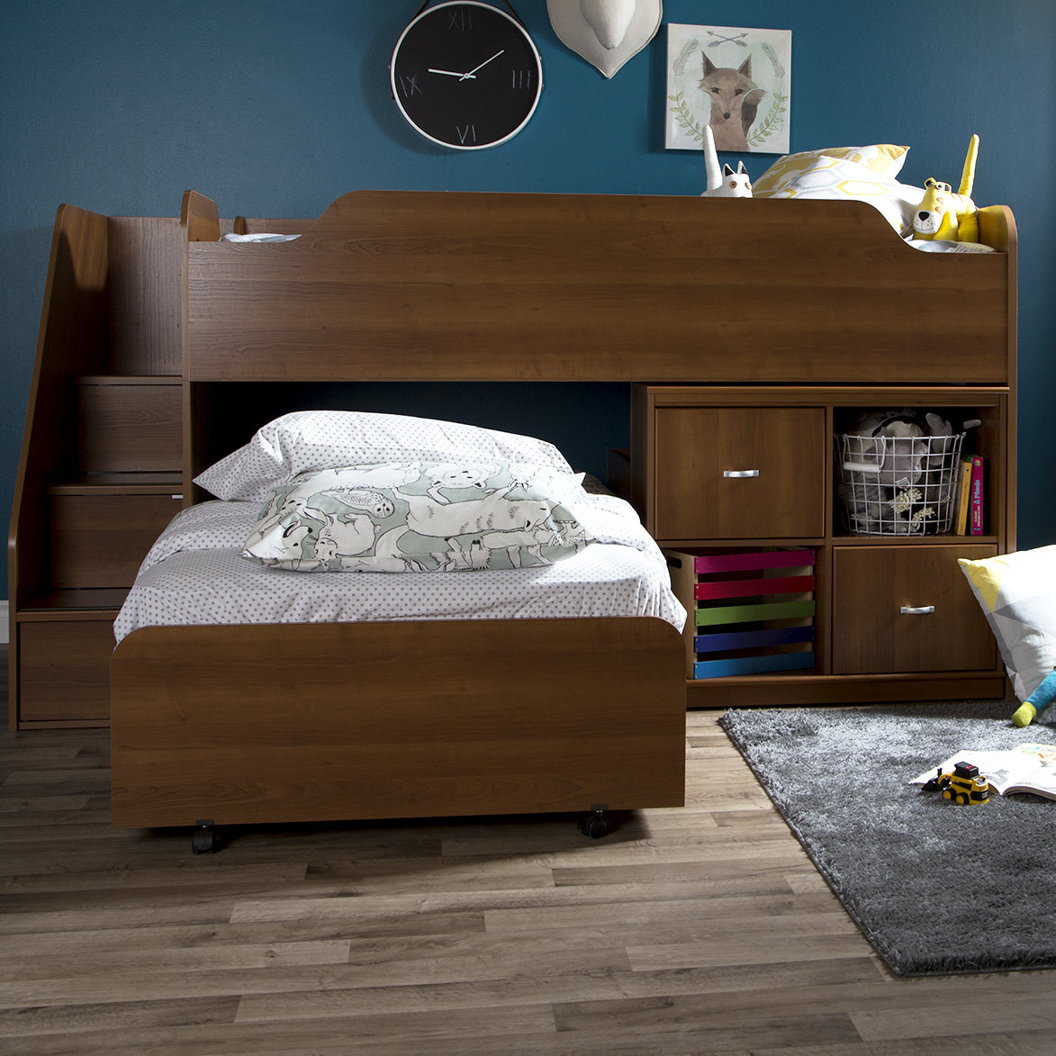 South Shore Mobby Twin Loft Bed with Trundle and Storage & Reviews