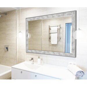 Scratched Wash White and Brushed Silver Trim Wall Mirror