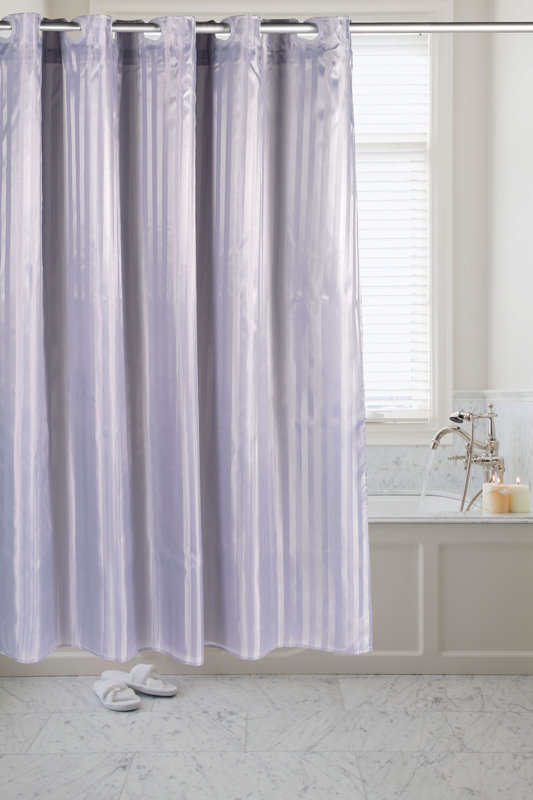 Carnation Home Fashions Pre Hooked™ Satin Stripe Shower Curtain