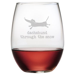 Dachshund Through Stemless Wine Glass
