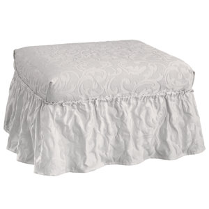 Matelasse Damask Ottoman Slipcover