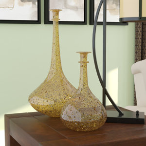 Golden-Flecked Art glass Decorative Vessel