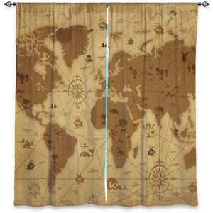 Caila Angelina Vick's Window Whimsical World Map I Room Darkening Curtain Panels (Set of 2)