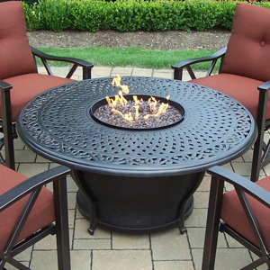 Charleston Aluminum Gas Fire Pit Table and Chairs