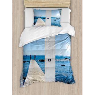 Beach And Coastal Decor Wayfair Beach Theme Coastal Decor Ocean Sea Sunny Scenery With Patio From Window Duvet Cover Set