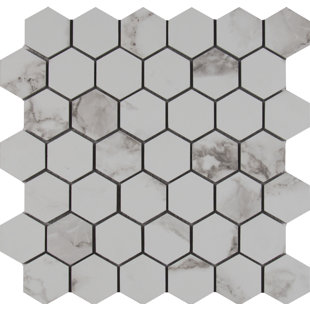 Gray Hexagonal Tile You Ll Love Wayfair Statuario 2 X Hexagon Porcelain Mosaic Tile In Matte