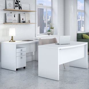 Desk Filing Cabinet Combo Wayfair Echo 3 Piece Bow Front Desk Office Suite With Credenza And Mobile File Cabinet
