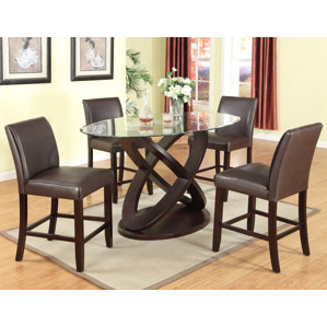 Cicicol Espresso Glass Top 5 Piece Din..