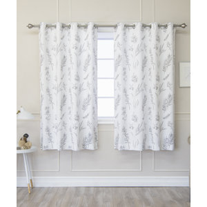 Pickerel Botanical Floral Semi-Sheer Grommet Curtain Panels (Set of 2)