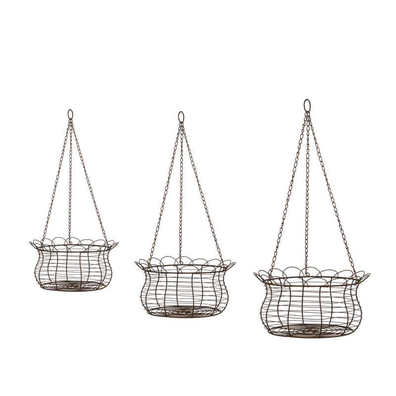BayAccents 3Piece Metal Hanging Planter Set & Reviews Wayfair