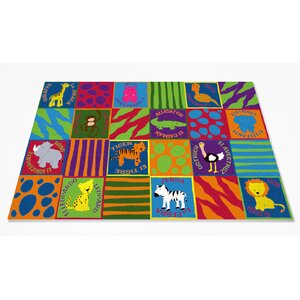 Bilingual Animals School Area Rug