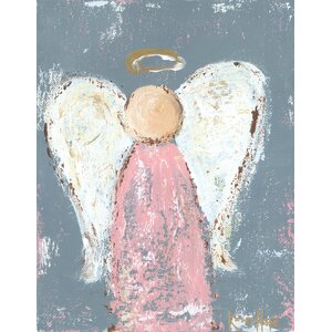 Baby Angel Painting Print on Canvas in Pink