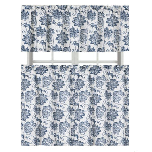 Brookshire Floral Chic Dye Floral Kitchen Curtain (Set of 3)