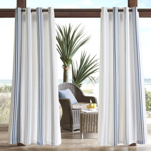 Corbin Striped Room Darkening Outdoor Grommet Single Curtain Panel