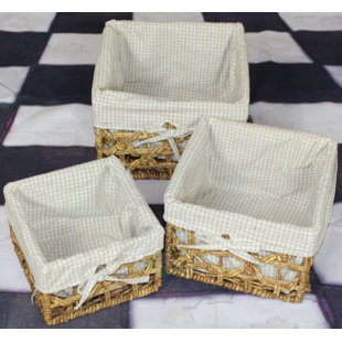 Storage Baskets For Closet Wayfair Maize 3 Piece Lined Storage Basket Set