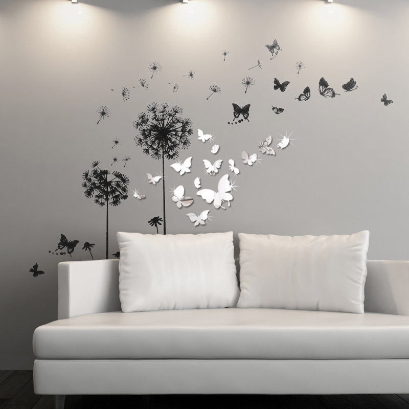 ebern designs viens mirror butterfly transparent dandelion wall