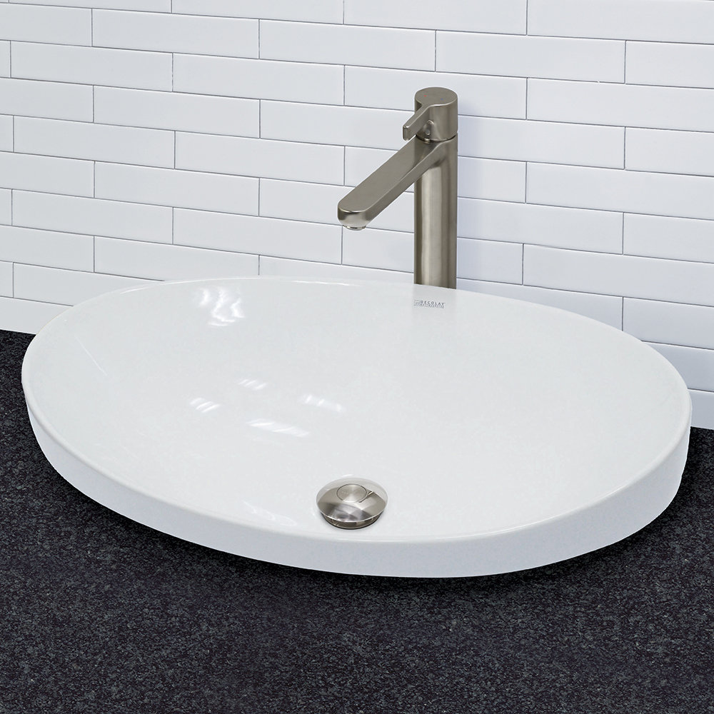 Andra Clically Redefined Ceramic Oval Vessel Bathroom Sink With Overflow