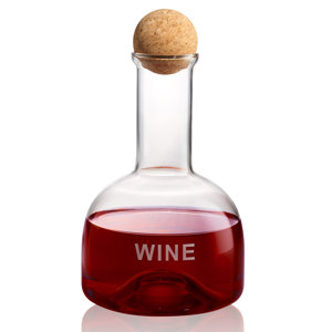 Wine Bar Decanter With Cork Ball Stopper, 40 oz In Wood Crate GB