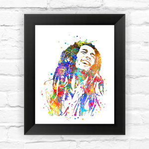 Bob Marley Contemporary Watercolor Framed Graphic Art