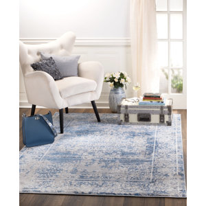 Andrews Vintage Kashan Blue Area Rug