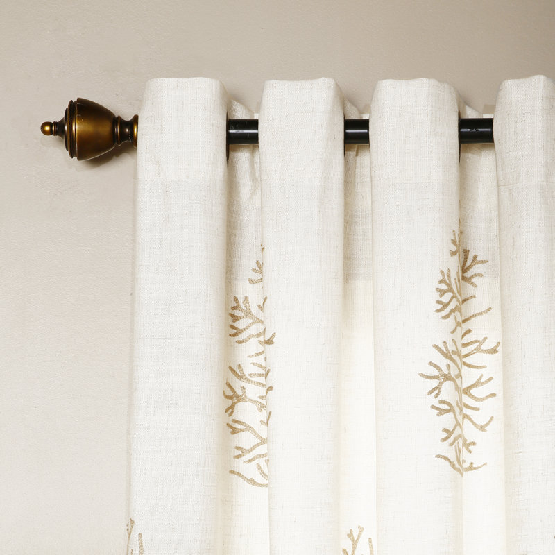 Best Home Fashion, Inc. Tree Embroidered Faux Linen Nature/Floral SemiSheer Grommet Curtain