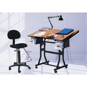 Creation Station Melamine Drafting Table with Chair