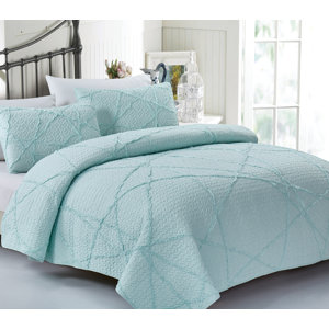 Malta Crazy Ruffled 100% Cotton 3 Piece Quilt Set