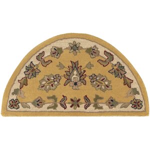 Shapes Gold/Ivory Border and Traditional Floral Rug