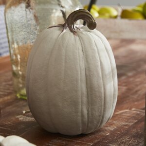 Tall Tan Stoneware Pumpkin Figurine