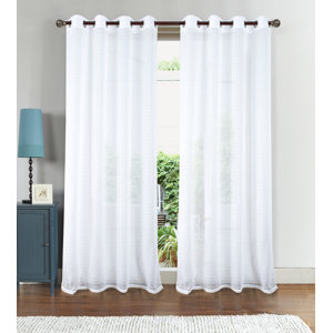 Nile Box Doily Geometric Sheer Grommets Single Curtain Panel