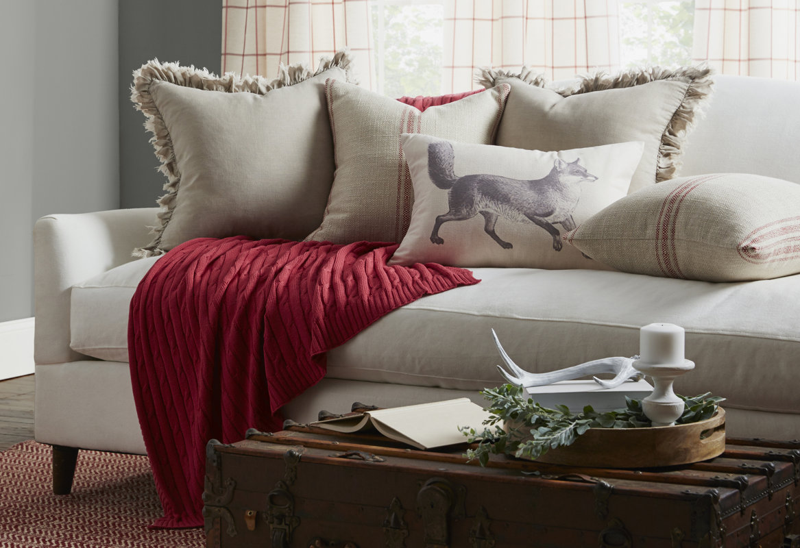 Saro Ruffled Linen Throw Pillow & Reviews Wayfair