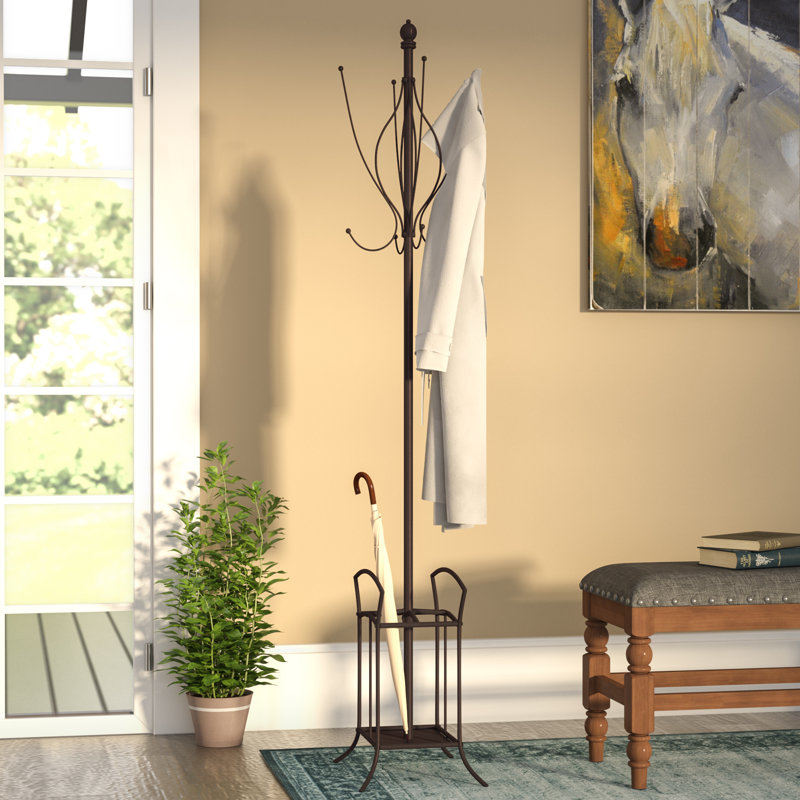 Three Posts Freestanding Metal Coat Rack With Umbrella Stand Freestanding Metal Coat Rack With Umbrella Stand