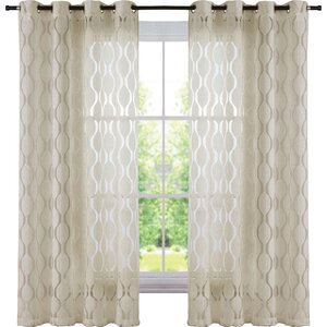 Lynfield Geometric Sheer Grommet Single Curtain Panel