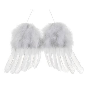 Winter Solace Snow Faux Feather Cherub Angel Wings Christmas Ornament