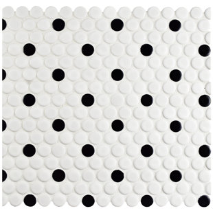 Black Penny Tile You Ll Love Wayfair Retro 0 75 X Porcelain Mosaic Tile In Matte White Black