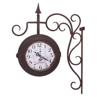 Double Sided Station Clock Wayfair Patti Living Dual Sided Train Station Wrought Iron 7 Wall Clock