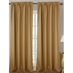 Delrico Solid Blackout Thermal Rod Pocket Single Curtain Panel