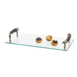 Clear Bark Handle Rectangle Serving Tray