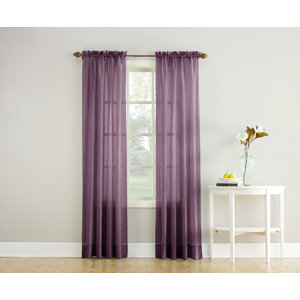 Crushed Sheer Voile Solid Sheer Rod Pocket Single Curtain Panel