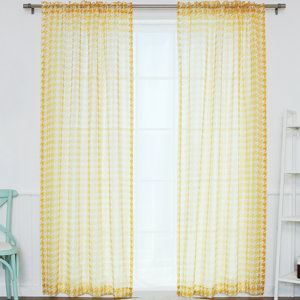 Plaid and Check Sheer Rod Pocket Curtain Panels (Set of 2)