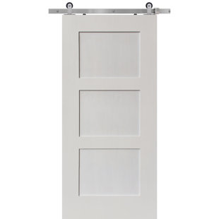 Sliding Track White Wood Barn Doors You Ll Love Wayfair Shaker Hollow Panelled Mdf Interior Barn Door