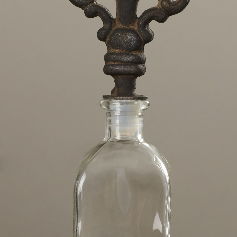 World Menagerie 3 Piece Glass Metal Stopper Decorative Bottle Set