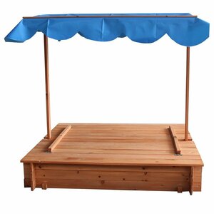 Convertible Cedar 4' Square Sandbox with Canopy and Bench