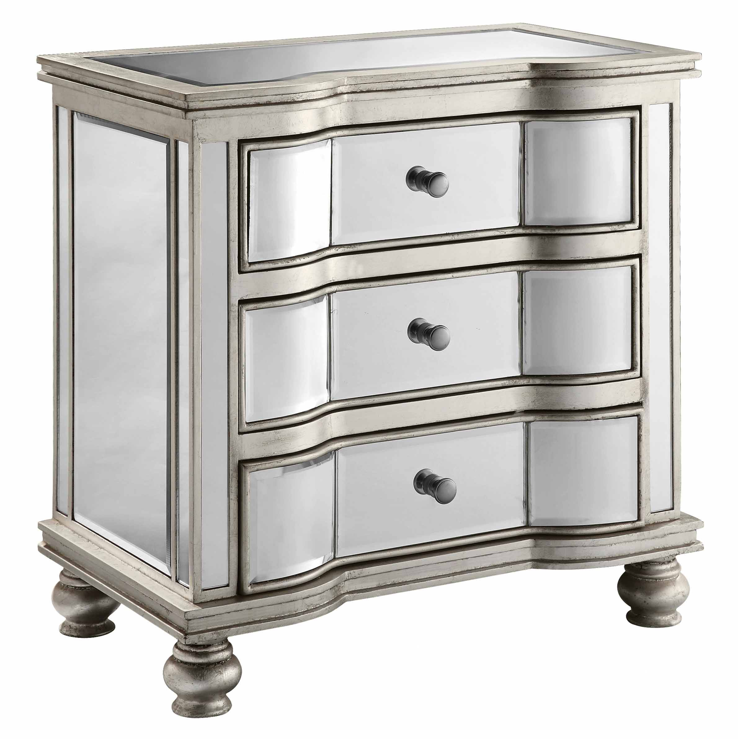 Delmont 3 Drawer Mirrored Chest In Antique Silver Reviews Joss