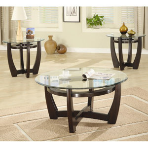 High West 3 Piece Coffee Table with Glass Top Set