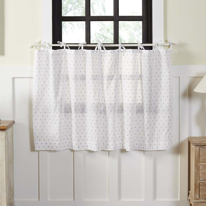 August Grove Corcoran Polka Dot Sheer Curtain Tier Wayfair