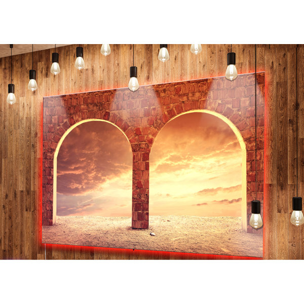 Fantasy Background With Two Arches Photographic Print On Metal