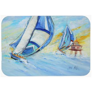 Sailboats and Middle Bay Lighthouse Kitchen/Bath Mat
